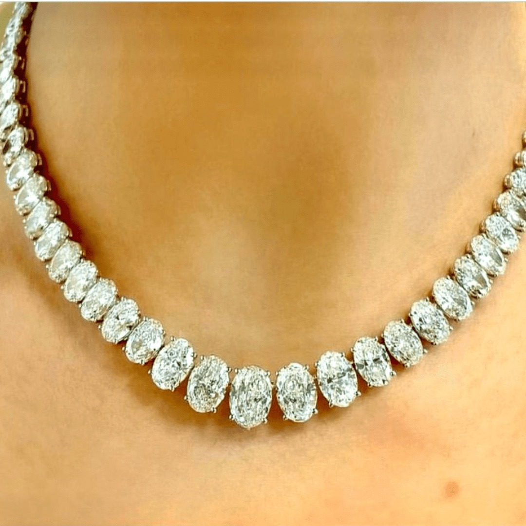 Diamond Tennis Straight Line Necklaces precision-set for maximum brilliance.