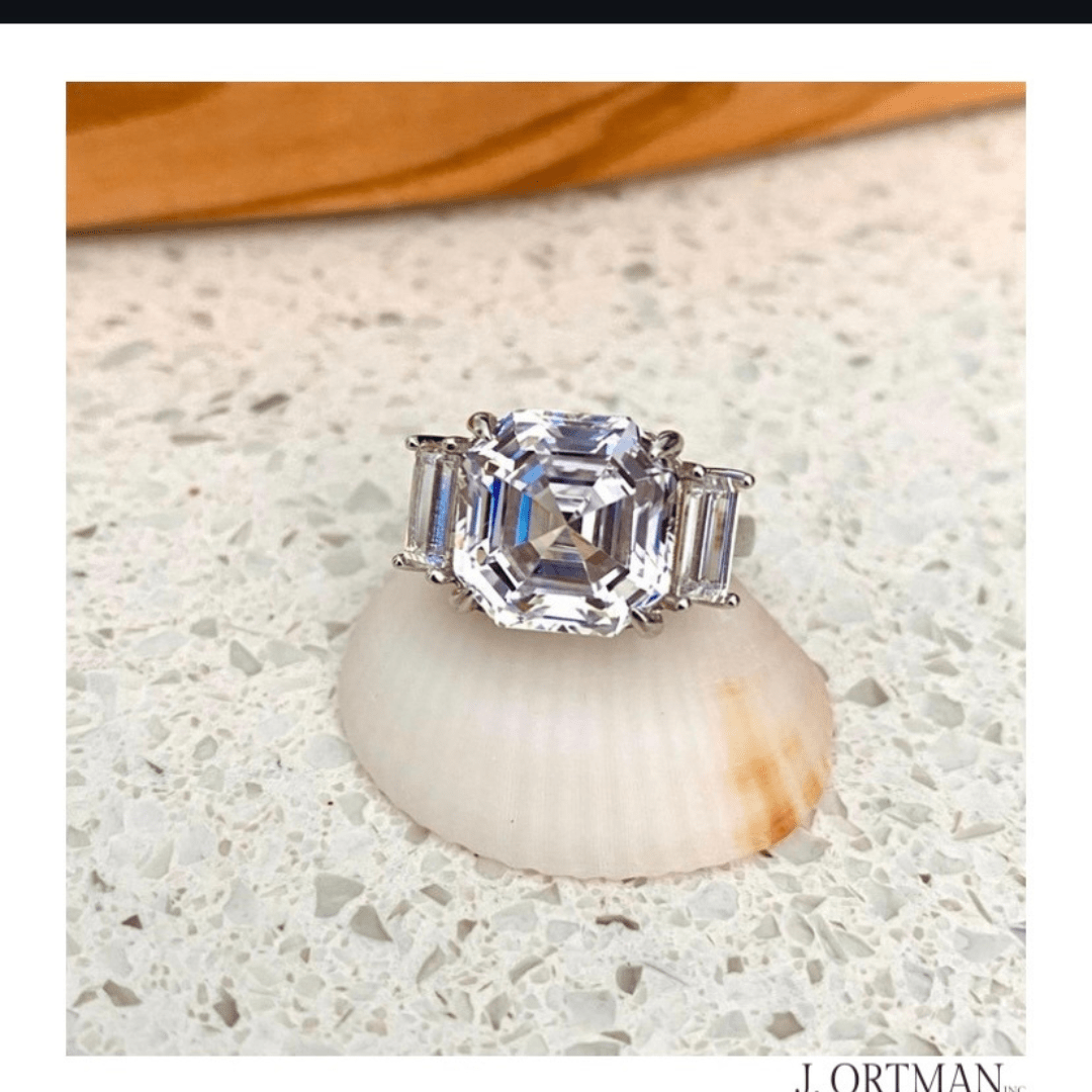 Modern emerald cut solitaire ring designed for Engagement Rings in Boca Raton.