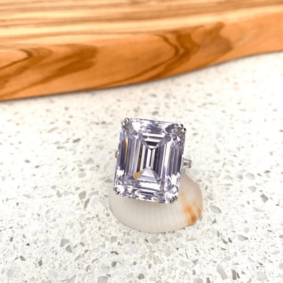 Art Deco inspired emerald cut ring within Engagement Rings in Boca Raton collections.