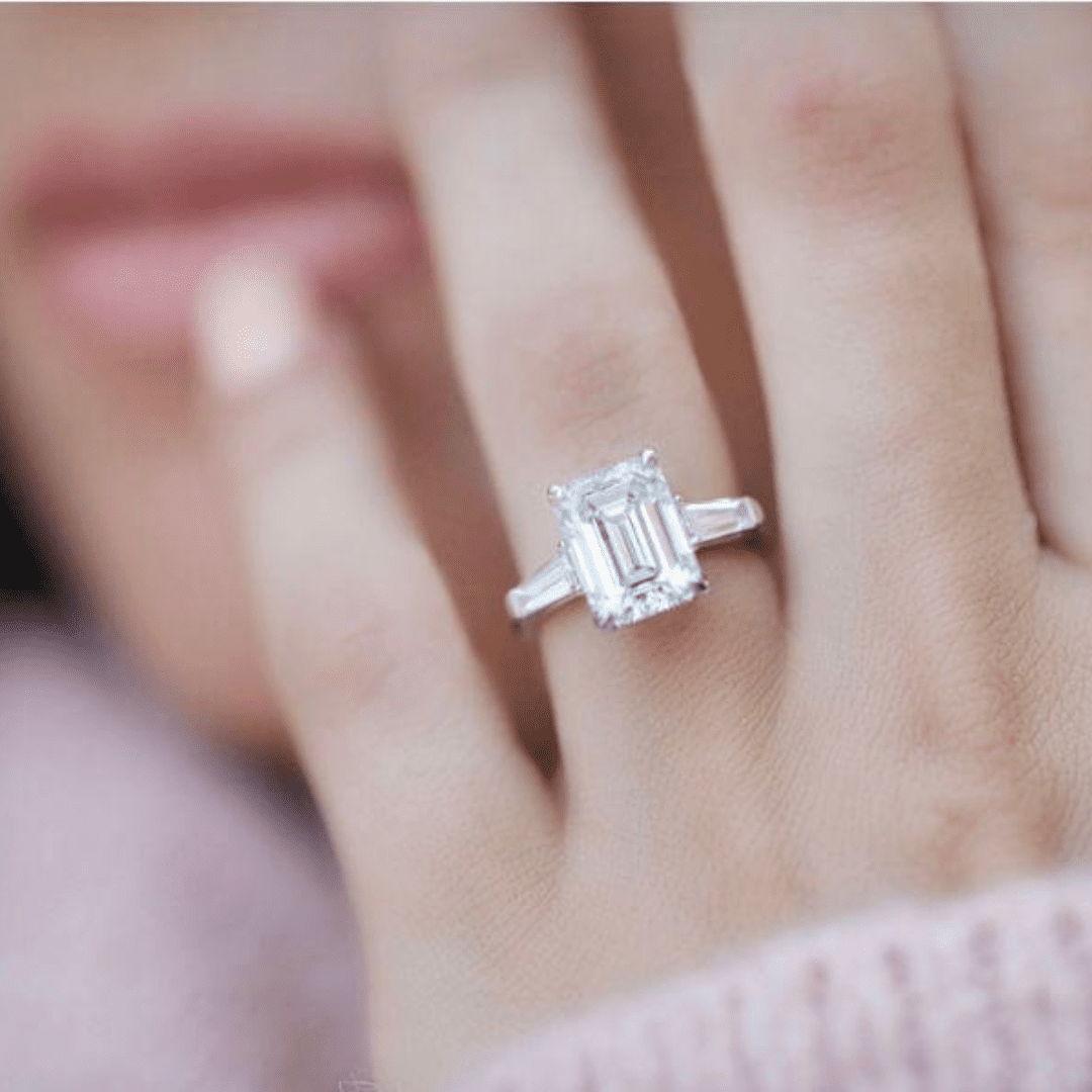 Custom emerald cut engagement ring crafted for Engagement Rings in Boca Raton.