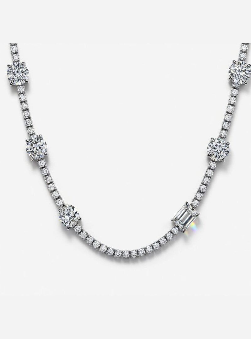 MULTI - SHAPE STRAIGTH LINE DIAMOND NECKLACE