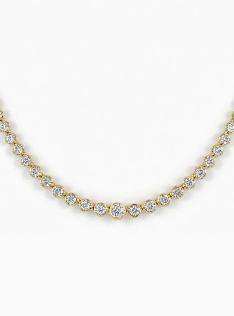 ROUND BEZEL GRADUATED SET DIAMOND NECKLACE BAND