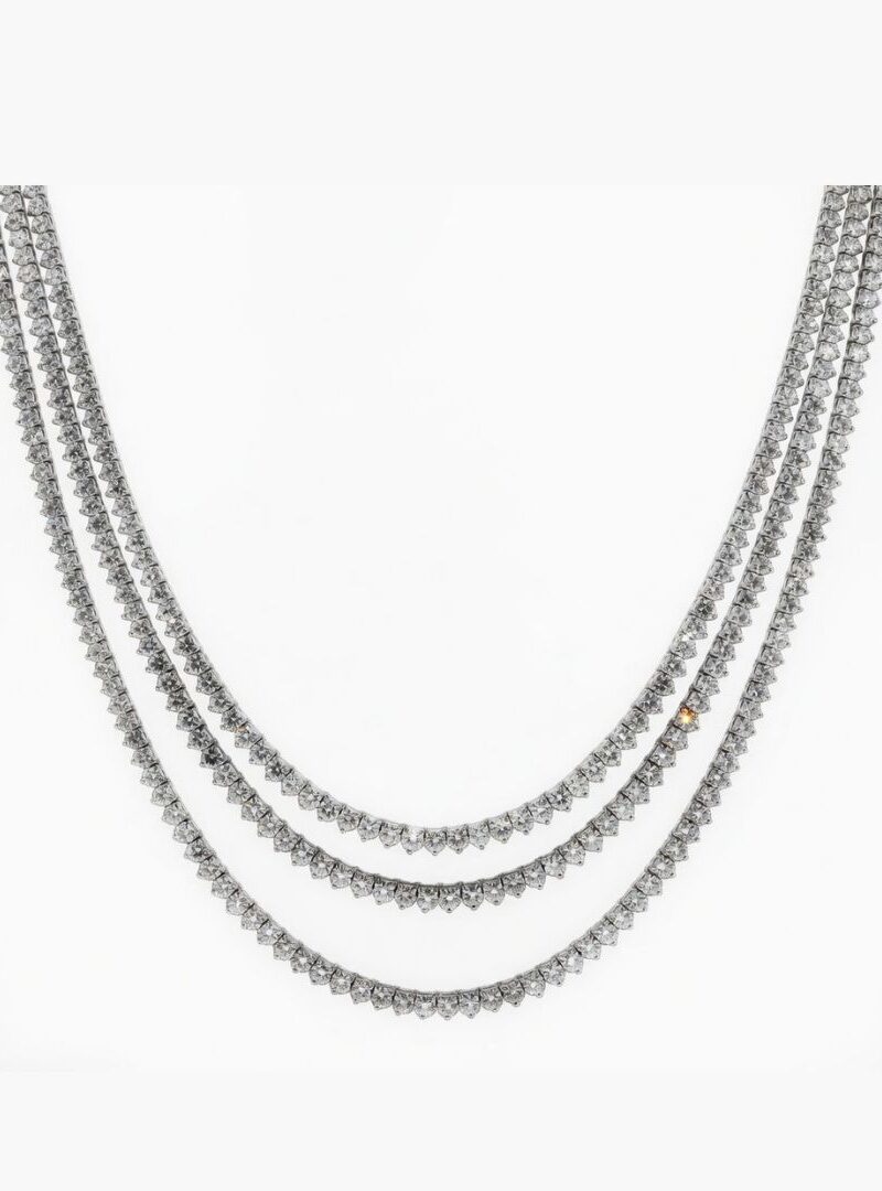 THREE ROW TENNIS DIAMOND NECKLACE
