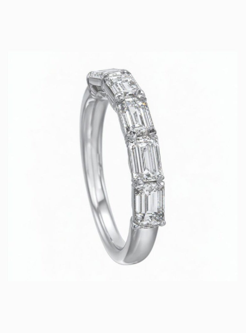 EMERALD CUT EAST – WEST HALF DIAMOND ETERNITY BAND