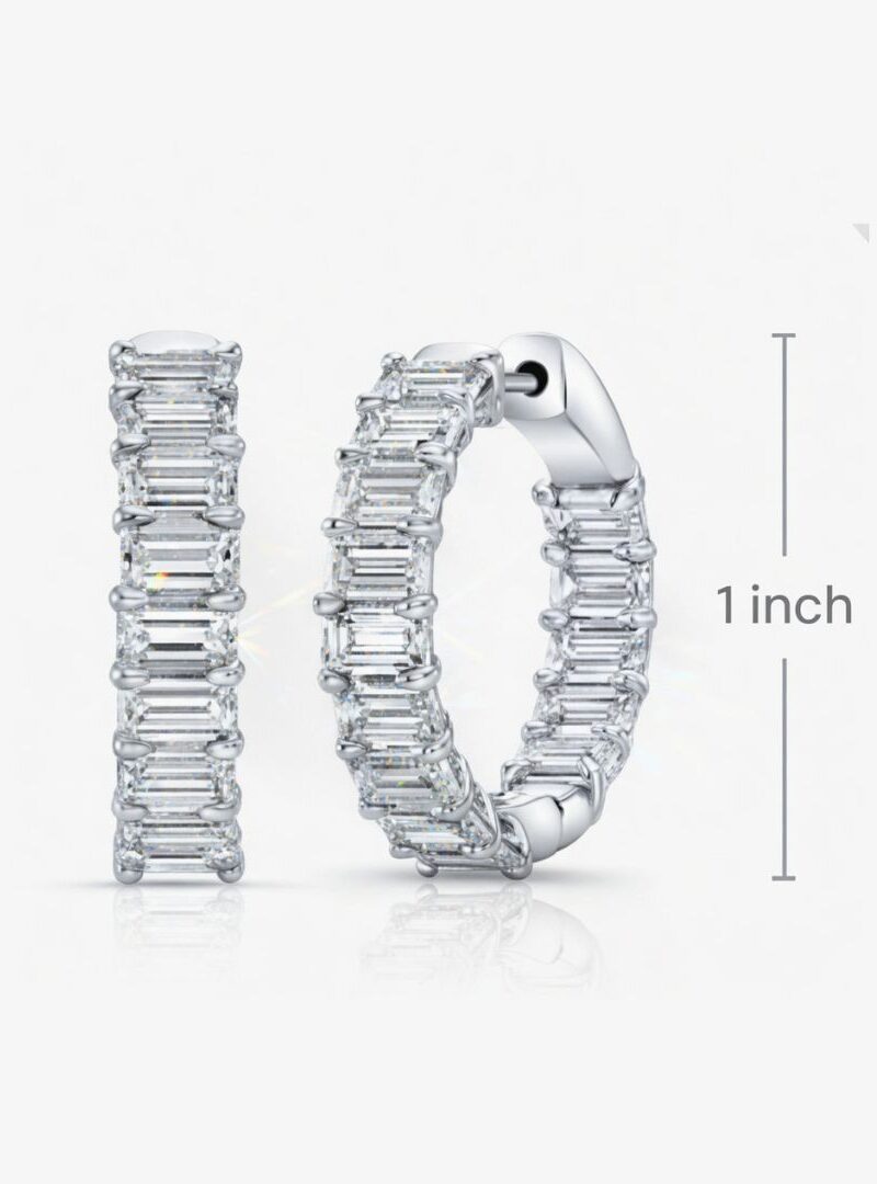 EMERALD CUT DIAMOND HOOPS