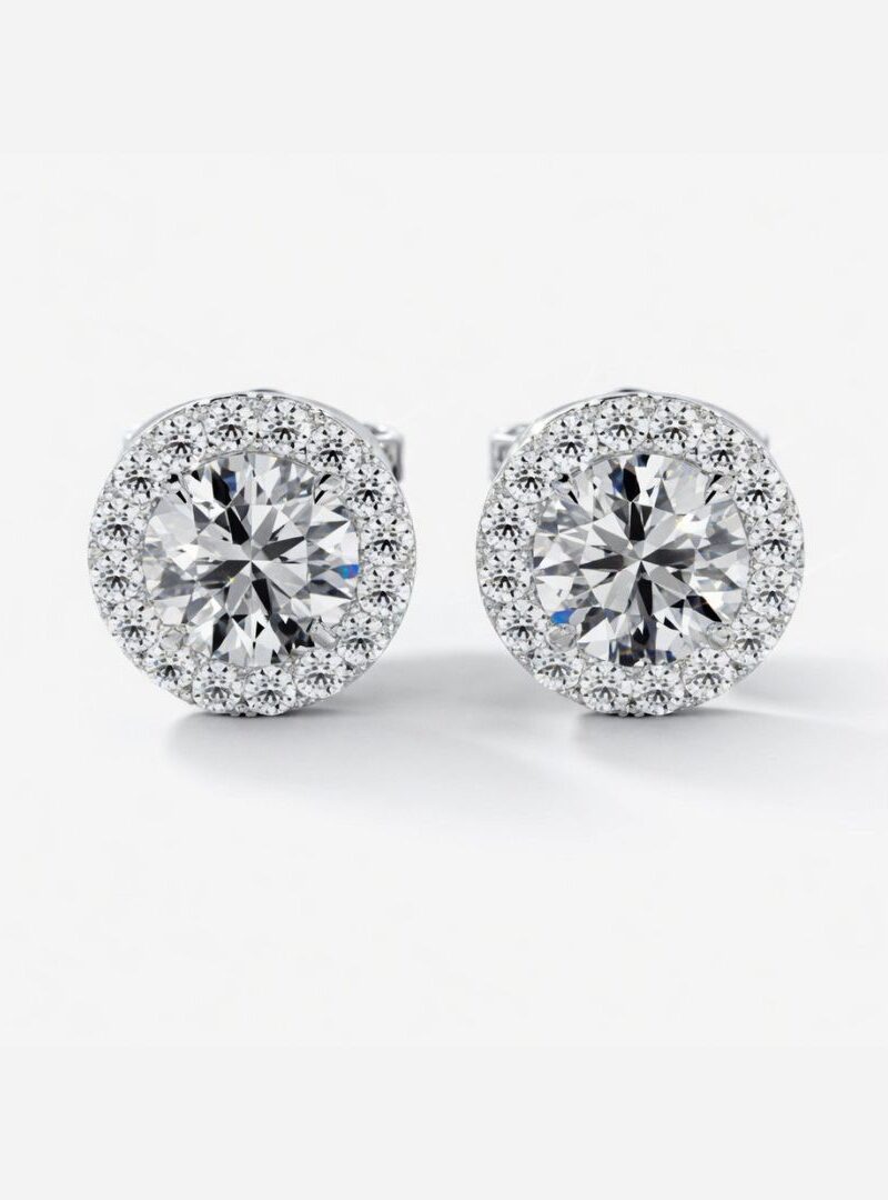 ROUND HALO DIAMOND STUDS