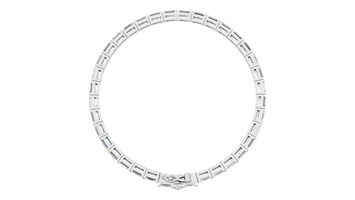 Emerald cut east west lab grown diamond bracelet designed to complement a diamond engagement ring in Boca Raton and a lab-grown diamond engagement ring in Boca Raton.