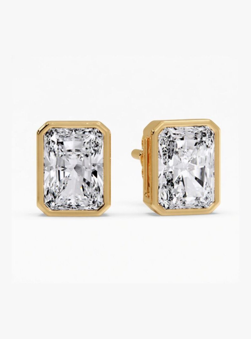 Radiant Bezel Diamond Studs