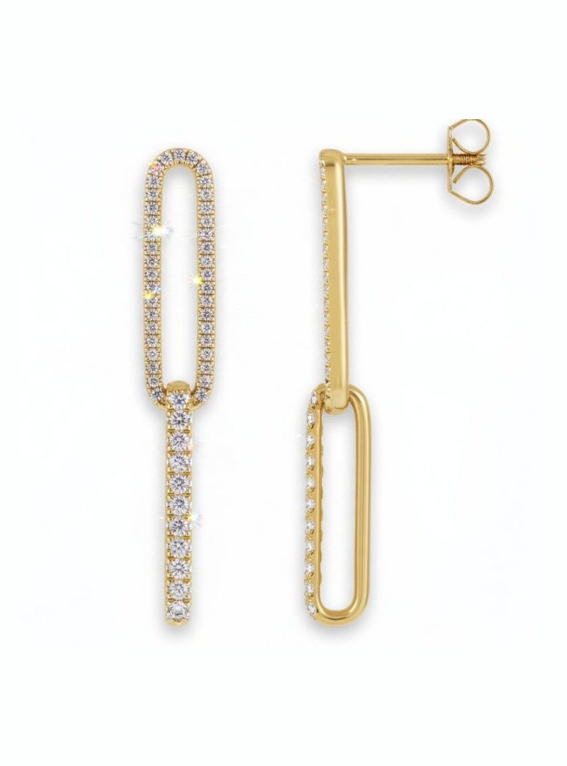 Full Paperclip Drop Diamond Earrings