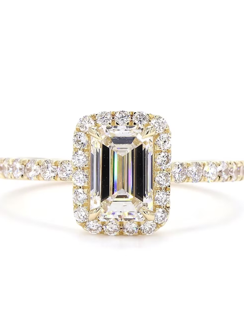 Emerald Cut Halo Pavé Diamond