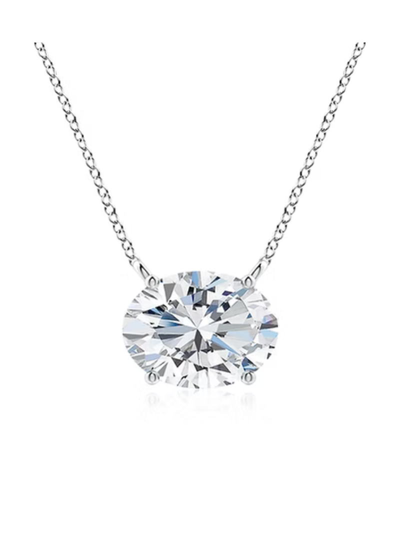 Oval East-West Diamond Pendant