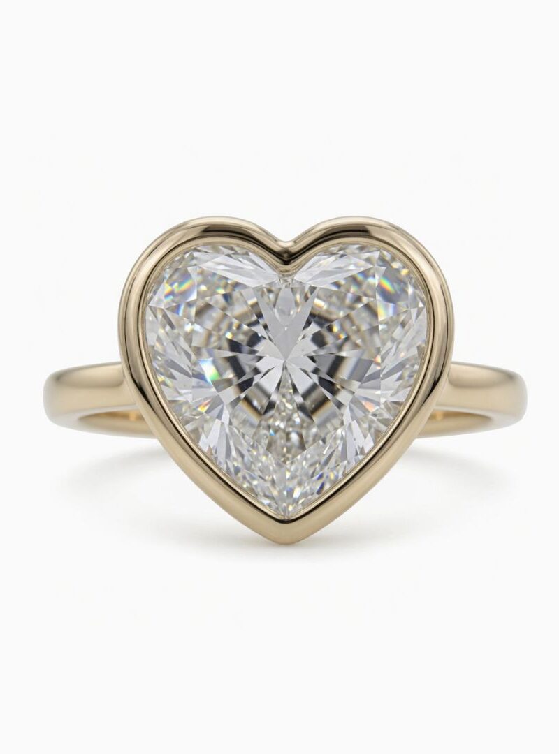 Solitaire Bezel Heart Diamond Ring
