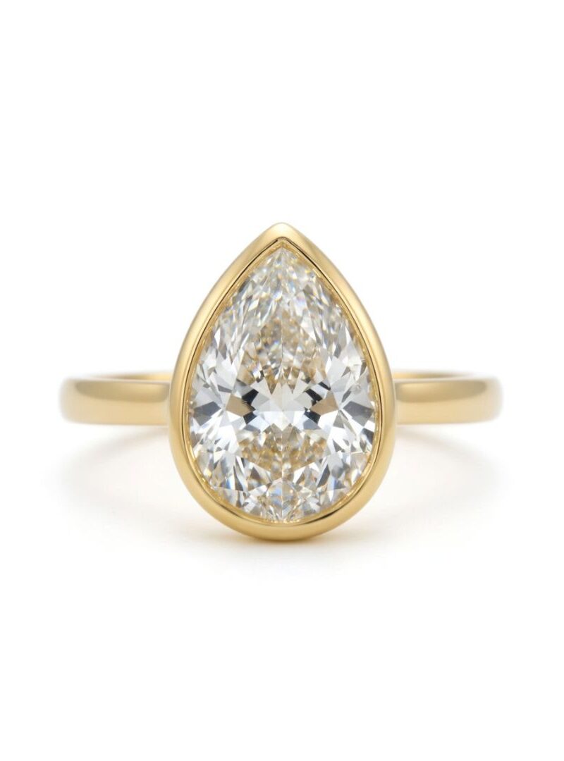 Solitaire Bezel Pear Diamond Ring