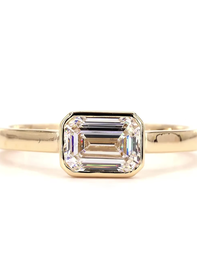 Solitaire Bezel Emerald EW Diamond Ring