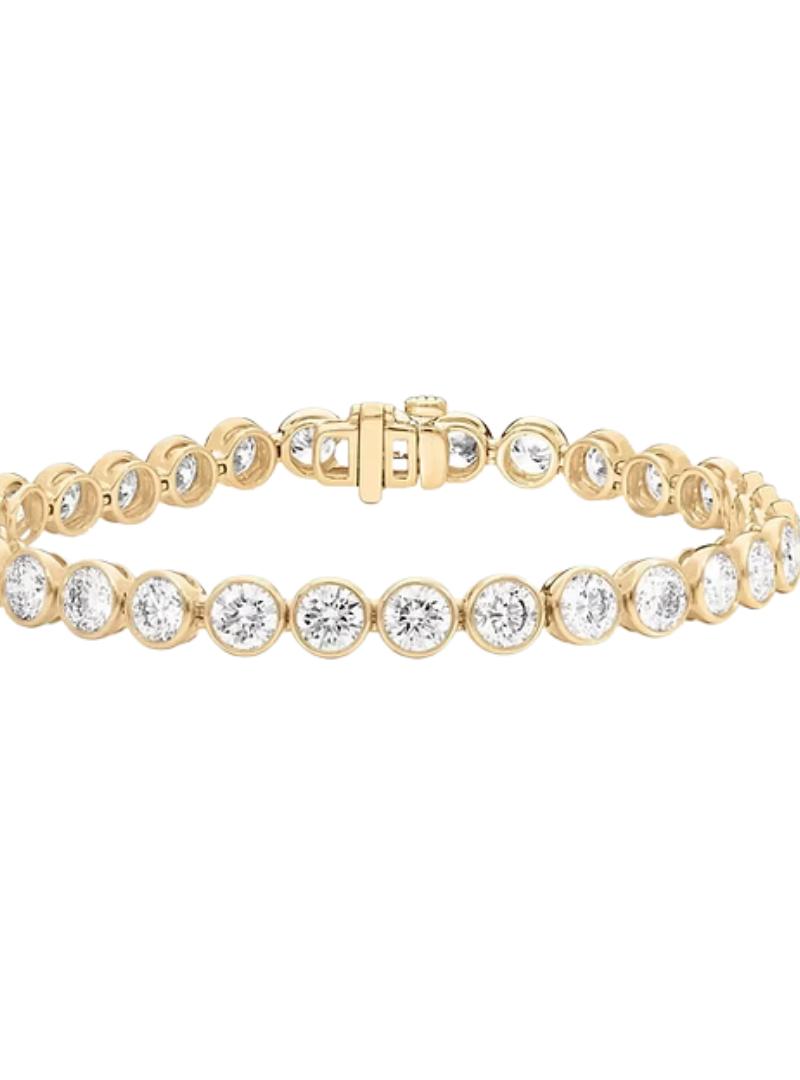 Round Bezel Lab-Grown Diamond Tennis Bracelet