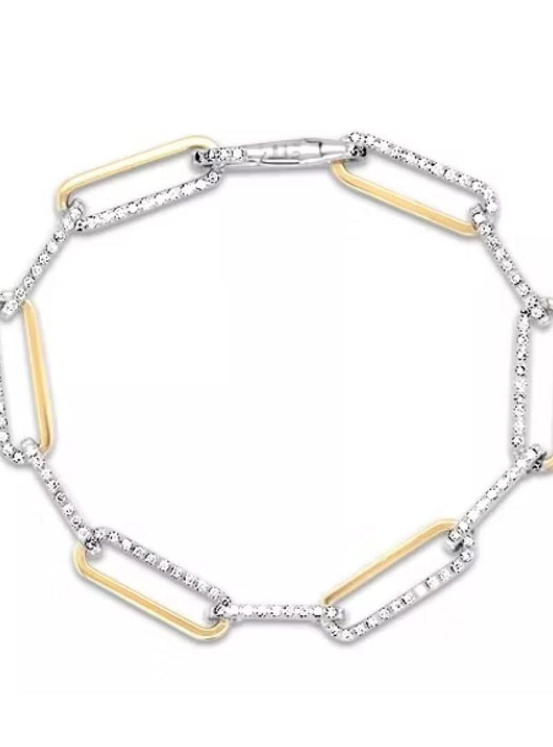 Two-Tone Paperclip Lab-Grown Diamond Bracelet