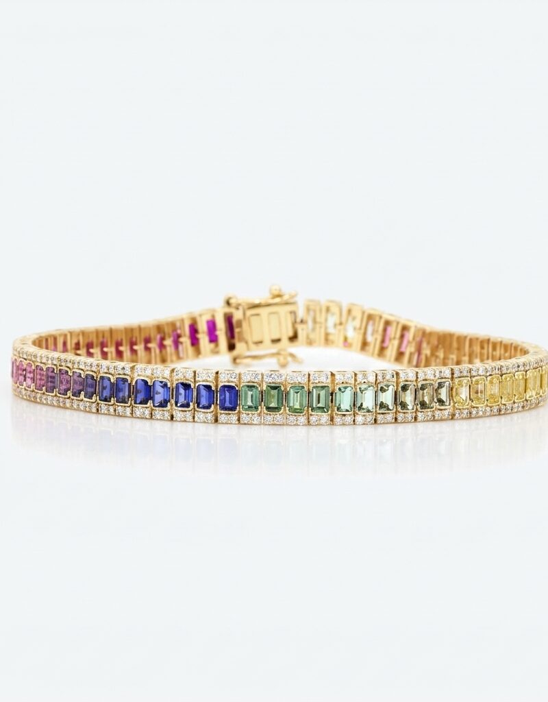 Rainbow Emerald Cut Gemstone Bracelet