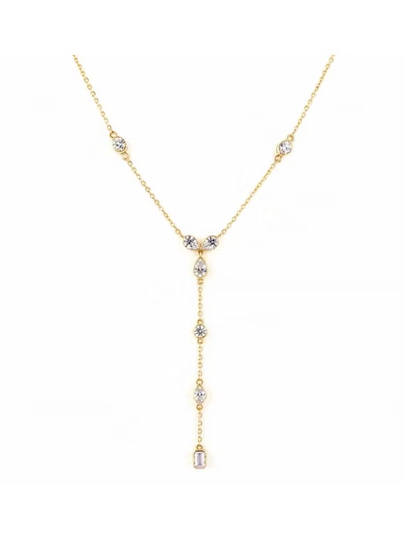 Multishape Lariat Bezel 3 Stone Drop
